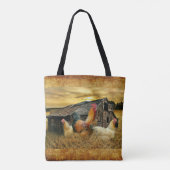 Vintage Rooster-Hühner Rustikaler Barcoop Tasche (Rückseite)