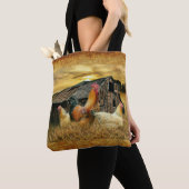 Vintage Rooster-Hühner Rustikaler Barcoop Tasche (Von Nahem)