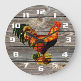 Vintage Rooster Kitchen Große Wanduhr