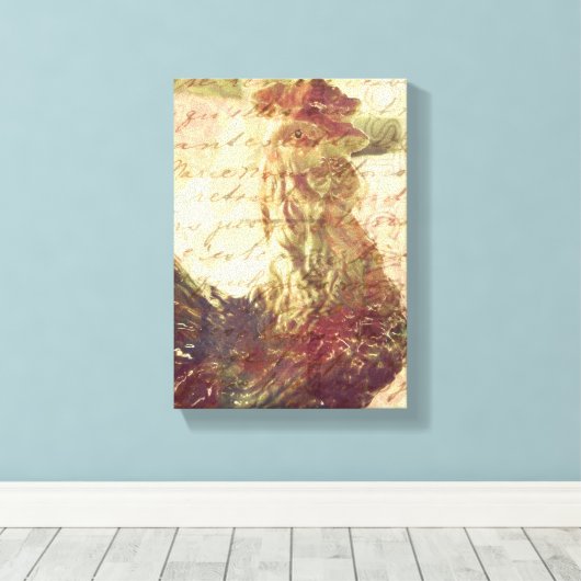 Vintage Rooster Leinwanddruck (Insitu (Holzboden))