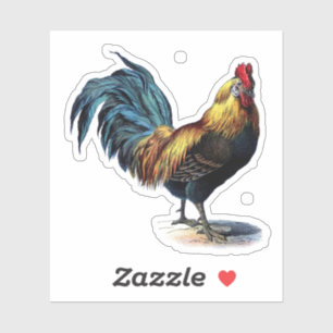 Vintage Rooster mit hellen Farben Aufkleber