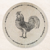 Vintage Rooster Runder Pappuntersetzer (Vorderseite)