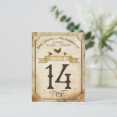 Vintage Rooster-Rustikal-Tischnummer Postkarte (Stehend Vorderseite)