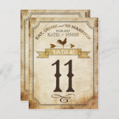 Vintage Rooster-Rustikal-Tischnummer Postkarte (Vorne/Hinten)