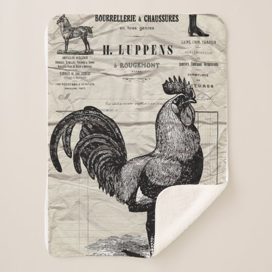 Vintage Rooster Sherpadecke (Vorderseite)