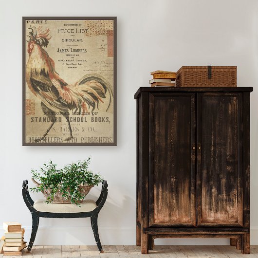 Vintage Rooster und Ephemera Decoupage Seidenpapier