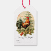 Vintage Rooster-Weihnachtsmarke Geschenkanhänger (Vorderseite)