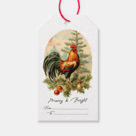 Vintage Rooster-Weihnachtsmarke Geschenkanhänger