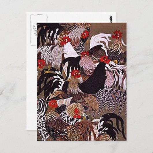 Vintage Roosterkunst Postkarte (Vorne/Hinten)