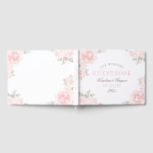 Vintage Rosa Aquarellfarben-Rose Hochzeitmonograph Gästebuch (Voll)