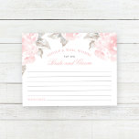 Vintage Rosa Aquarellfarben Rose Hochzeitsempfehlu Mitteilungskarte<br><div class="desc">Eleganter Hochzeitskino Empfang oder Brautparty "Ratschläge und Wünsche für die Braut und Bräutigam" Kartendesign. Enthält Zeilen für Gäste,  um eine spezielle handgeschriebene Nachricht an das Paar auszufüllen.</div>