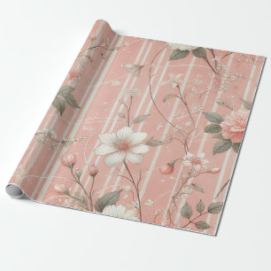 Vintage rosa auf gestreiftem rosa Hintergrund Geschenkpapier