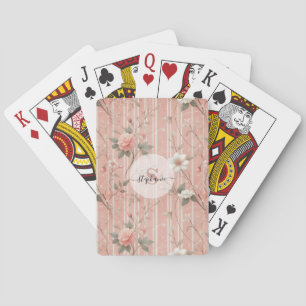 Vintage rosa auf gestreiftem rosa Hintergrund Spielkarten