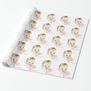 Vintage-Rosa-Baby-Shower-Geschenkpapier Geschenkpapier