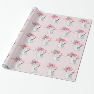 Vintage-Rosa-Babyparty-Geschenkpapier Geschenkpapier
