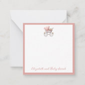 Vintage Rosa Babytrage Personalisiert Mitteilungskarte (Vorderseite)