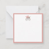 Vintage Rosa Babytrage Personalisiert Mitteilungskarte (Rückseite)