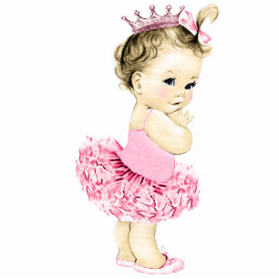 Vintage Rosa Ballerina Princess Baby Girl Dusche Freistehende Fotoskulptur