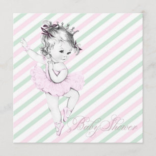 Vintage-Rosa-Ballerina-Prinzessin-Baby-Party Einladung
