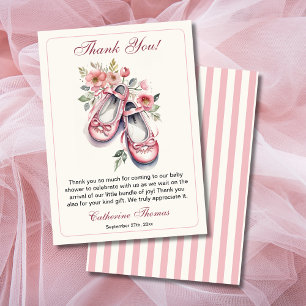 Vintage-Rosa-Ballerina-Schuhe Mädchen-Baby-Party Dankeskarte