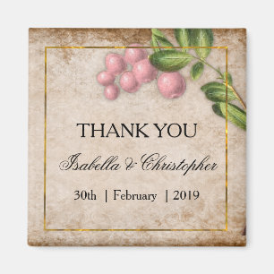 Vintage-Rosa-Beeren-Hochzeit-Danke Magnet