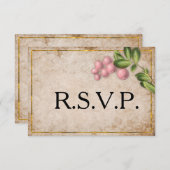 Vintage Rosa Berries Hochzeit RSVP (Vorne/Hinten)