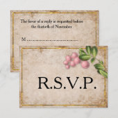 Vintage Rosa Berries Hochzeit RSVP Karte (Vorne/Hinten)