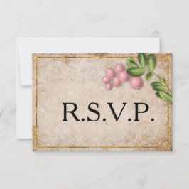 Vintage Rosa Berries Hochzeit RSVP Karte