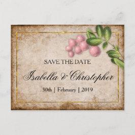 Vintage rosa Berries Hochzeit speichern das Datum Ankündigungspostkarte
