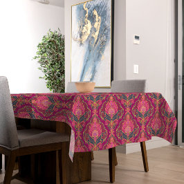 Vintage rosa, blau und goldenes Blumenmuster Tischdecke