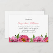 Vintage rosa Blume botanische Beerdigung danke (Vorne/Hinten)