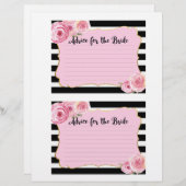 Vintage Rosa Blume Brautparty-Ratenkarte (Vorne/Hinten)