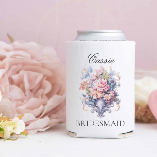 Vintage rosa Blume Bridesmaid Vorschlag Geschenk Dosenkühler