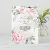 Vintage rosa Blume Elegante Engagement Partei Einladung (Stehend Vorderseite)