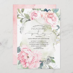 Vintage rosa Blume Elegante Engagement Partei Einladung