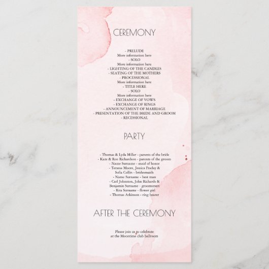 Vintage rosa Blume Elegante Hochzeitsprogramme Programm (Rückseite)