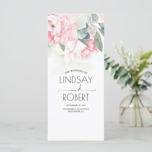 Vintage rosa Blume Elegante Hochzeitsprogramme Programm (Stehend Vorderseite)