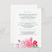 Vintage rosa Blume Hochzeitsdetails - Informatione Begleitkarte (Vorne/Hinten)