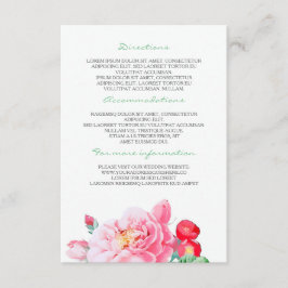 Vintage rosa Blume Hochzeitsdetails - Informatione Begleitkarte