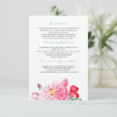 Vintage rosa Blume Hochzeitsdetails - Informatione Begleitkarte (Stehend Vorderseite)