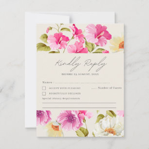Vintage Rosa Blume Hochzeitsmahl RSVP Karte