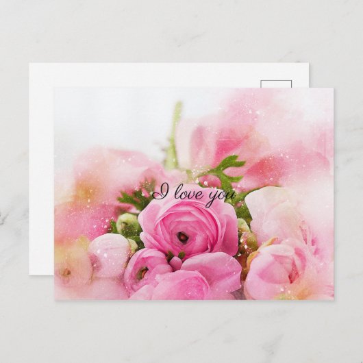 Vintage rosa Blume Postkarte (Vorne/Hinten)