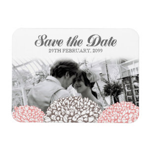Vintage rosa Blume Save the Date Flexible Magnet