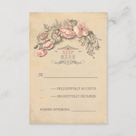 Vintage rosa Blume schick Hochzeit RSVP Karte