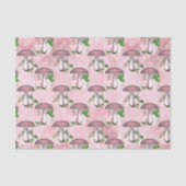 Vintage rosa Blume und Pilze Seidenpapier (Vorderseite)