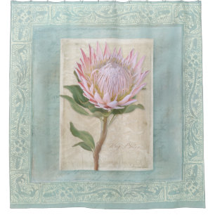 Vintage rosa Blumeblauer eleganter Chic Duschvorhang