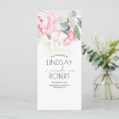 Vintage rosa Blumen elegante Hochzeitsprogramme Programm (Stehend Vorderseite)