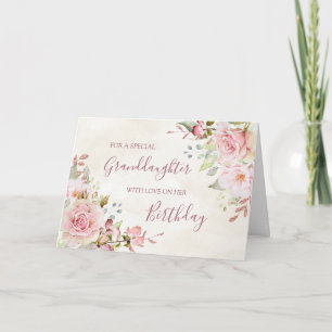 Vintage-Rosa-Blumen-Enkelin-Geburtstagskarte Dankeskarte