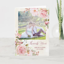 Vintage rosa Blumen Hochzeit Danke Foto