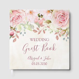 Vintage-Rosa-Blumen-Hochzeit im Frühling Gästebuch